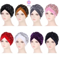 LONNG Turban Hat Women Headband Glitter Sequins Hijab Chemo Cap