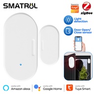 SMATRUL Tuya Zigbee Smart Door Sensor Light Sensor Lighting 2 in 1 Window Drawer Garage Door Wireless Open/Closed Detector Switch Alarm For Alexa Google Home Gateway Hub