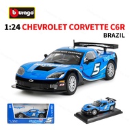 Bburago 1:24 Chevrolet Corvette C6R Sports Car Static Die Cast Vehicles Collectible Model Car Toys
