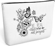 Inspirational Motivational Makeup Bag Gift, Positive Toiletry Bag for Women Sisters Teenage Girls Bestie Colleagues, Zipper Makeup Pouch Bag with Boho for Christmas Birthday Gift, White