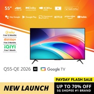 PRISM+ Q55 QE 2026 | 55 Inch 4K AI Google TV | Quantum Color, Dolby Vision & Atmos, 120Hz DLG, Smart