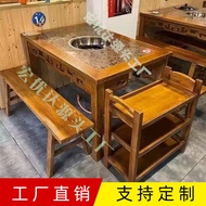 HY-D长方形大理石火锅桌电磁炉一体商用自助火锅店桌椅组合 YZCT