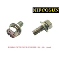 HEX BOLT WITH DOUBLE WASHER (M6 x 1.0 x 16mm)