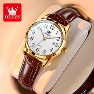 OLEVS Jam Tangan Perempuan Original Waterproof Quartz Leather Analog Casual Ladies Watch Women 5566