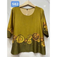 Women's Round Neck Blouse with Luxurious Stone-embellished Cotton Pattern 3 sizes 50-77kg