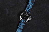 (包郵)PANERAI - 24mm/22mm (代用) 迷彩藍色 Blue Camouflage 橡膠混合物代用膠錶帶配精鋼錶扣