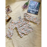 Mocca 90012 Premium Quality 5 Quarter Sleeve Flower Top (20/02)