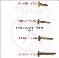 Skrup GRC 1 Pack [ 100 Pcs ] Panjang  [ 2 CM - 2.5 CM - 3 CM - 4 CM ] Sekrup Kalsiboard 6 x 3/4 Kuni