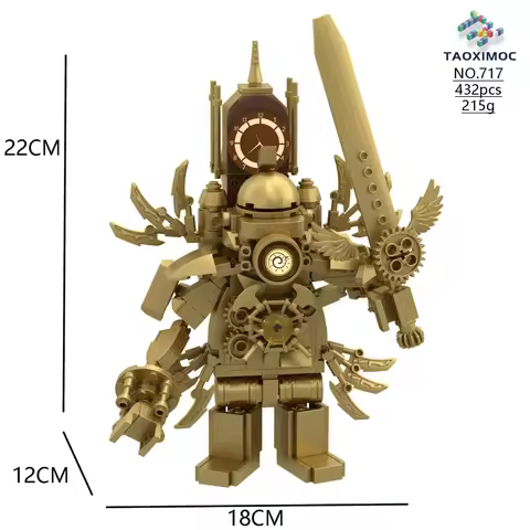 Skibidi Toilet MOC Abstract Robot Building Blocks Compatible With LEGO Fat Cute Gold Titan Clock Man