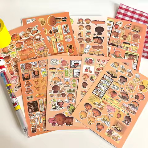 8 Sheets Adorable Burnt Bread Stickers Pack For Journal Scrapbook DIY Decor LanLanStickersWorld Stor
