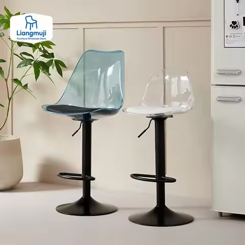 Acrylic Bar Chair Home High Stool Lift Chair Back Transparent Telescopic Front Desk Cashier Bar Stoo