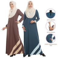 Jubah Muslimah LATEEFA / Women Muslim Robe, Murah, Poket, Plus Size, Mesra Wuduk &amp; Penyusuan, YULIAQARIRA