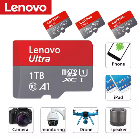 Lenovo Memory Card Micro SD Card 1TB 128GB 64GB Card Memory A2 A1 V30 U3 Flash Cards Microsd compati