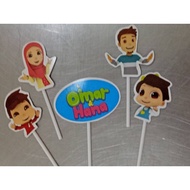 Ready Stock 5pcs Omar & Hana Birthday Cake Topper Cartoon Topper Cake Decoration Cupcake Topper