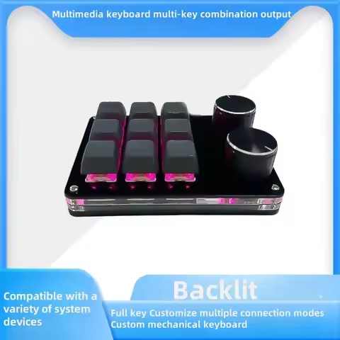 Programming Macro Custom 2 Knob Bluetooth Keyboard RGB 12 Key Copy Paste Mini Button Gaming Keypad M