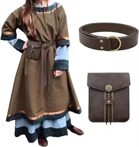 2pcs Medieval Viking Style Belt And Purse Perfect For LARP Renaissance Faire Halloween And Renaissan