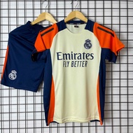 Quần Áo Đá Bóng Đồ Đá Banh Trẻ Em Real Màu Kem HOT 2025 Thun Lạnh Thể Thao Cao Cấp - Free In Ấn