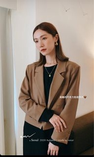 近全新 ear studio韓國連線 咖色短版單釦西裝外套