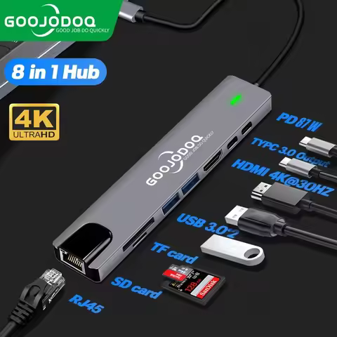 GOOJODOQ USB C HUB USB 3.0 Type C Adapter Hub to HDMI-compatible thunderbolt 3 PD USB C Dock for iPa