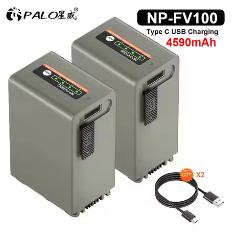 PALO 4590mAh NP-FV100 NP-FV70 Battery with 5V/2A Type-C Input for Sony FDR-AX33, FDR-AX53, FDR-AX60,