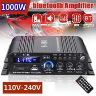 400W+200W Mini HIFI Power Amplifier Bluetooth Audio Karaoke Car Theater Amplifier 2 Channel Amplifier USB/SD AUX Input DC12V