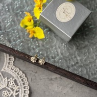 中古正品Christian Dior迪奧水鑽耳夾 花朵小耳環 禮物 鍍金