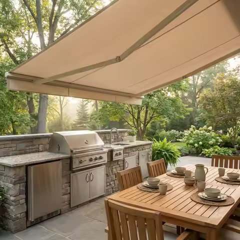 Innovative awning, electric telescopic folding arm awning, suitable for ecological life