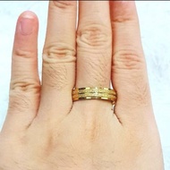 4s Grosir Solo || Promo!! CINCIN TITANIUM WANITA PASIR EMAS LIST GARIS KUALUTAS SUPER TEBAL ANTI KAR