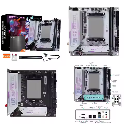 TOPC Ryzen 9 7945HX Mini ITX Motherboard Combo for Gaming PC Desktop Mini PC Build DDR5 RAM NVMe SSD