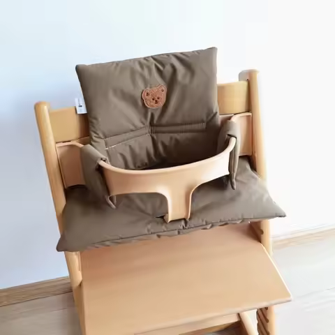 Breathable Children's Dining Chair Cushion Solid Color Bear Pattern Eating Cushion Thickened Soft In