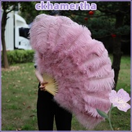 CKHAMPH Handheld Fur Fan, 30*52cm 35*60cm 12 Bones Folding Fan, Runway  Props Big Red Ostrich Perfor