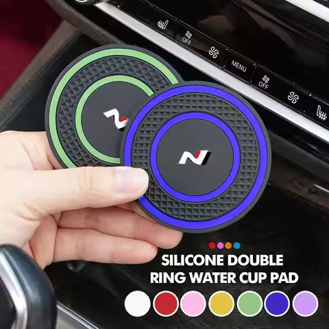 2pcs Car Anti Slip Insert Mat Coaster Water Cup Slot Decorate Pad For Hyundai N Nline Tucson Kona So