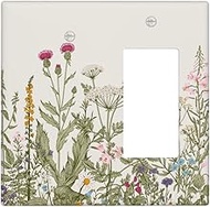 MOYMTEP Flower Outlet Cover 2-Gang Blank/Rocker Combination Receptacle Wall Plate Watercolor Light S