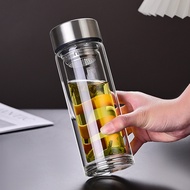 Stainless Steel Lid Double Glass Cup with Lid Water Cup Printing Printing Gift Cup Advertising Cup X