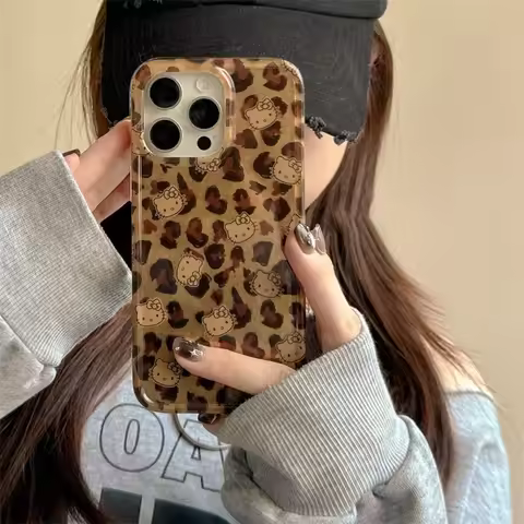 Y2k Sanrios Leopard Hellokitty Phone Case For iPhone 13 11 12 16 15 14 17 Pro Max XS MAX X XR Plus 8
