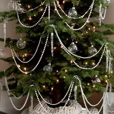 500CM Imitation Pearl Bead String Christmas Decorative Bead String Plastic Fishing Line Bead Chain C