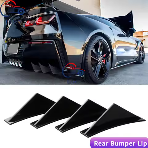 LAICY For Chevy Corvette C7 Z06 GS 14-19 Car Rear Bumper Lip Rear Diffuser Shark Fins Curved Spoiler