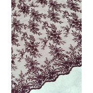 Glitter and non-glitter bootanical tile fabric, embroidered fabric by the meter