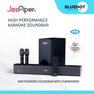 Jazpiper PRO Home Karaoke System | Auto Updated Cloud Music Library | 6.5" Wireless Subwoofer | Dual UHF Mic