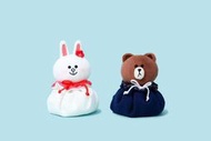 【懶熊部屋】（日本限定）LINE FRIENDS 日本正版 熊大 BROWN 兔兔 CONY 和服風 掌上布包 沙包