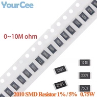 50pcs 2010 SMD Resistor 1% 5% 0.75W 0~10M 0 0.1 0.2 1 2.2 5.6 6.8 10 47 51 100 200 680 820 1K 6.8K 1