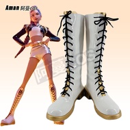 1 Anime Kpop Demon Hunters Rumi Zoey Mira Cosplay Costume Shoes White Handmade Faux Leather Boots Hi