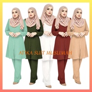 ATIKA SUIT MUSLIMAH IRONLESS, ADA POCKET,  PLUS SIZE, LONG BLOUSE WITH PANTS, WARDA SET, UMRAH/TRAVE