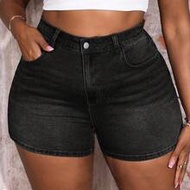 Plus Size Blue Denim Shorts, Casual Skinny Stretch Shorts Summer Summer Outfits For Women Vacation O