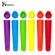 KONCO 6 Pieces Silicone Ice Stick Molds Form for Ice Cream Maker DIY Summer Frozen Ice Cream Mold Kitchen Tools Popsicle Maker Lolly Mould (Rainbow Color)