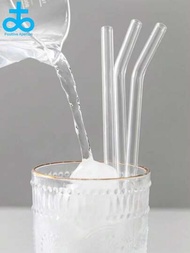 1套高硼硅透明玻璃吸管,耐高溫和耐用吸管套裝,果汁吸管,吸管清潔刷