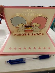 現貨 雙子星 小神仙 卡通人物 立體賀卡 連信封 生日卡 little twin star lala and kiki birthday card celebration surprise
