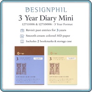 MIDORI 3 Year Diary Mini (Blue Purple & Beige) – Compact 3 Year Journal with MD Paper, 2 Lines Per D