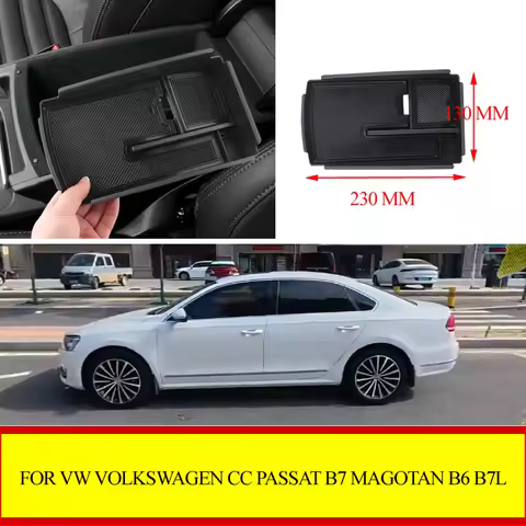 Car Armrest Storage Box Tray For VW Volkswagen CC Passat B7 MAGOTAN B6 B7L Central Container Organiz