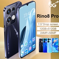 OPPQ สมาร์ทโฟน 5G ขายใหญ่ 2023 โทรศัพท์ Android เต็มหน้าจอขนาด 7.5 นิ้ว 24MP+58MP กล้อง HD 12GB RAM+512GB ROM โทรศัพท์มือถือ CP 5800mAh แบตเตอรี่โทรศัพท์มือถือราคาถูก